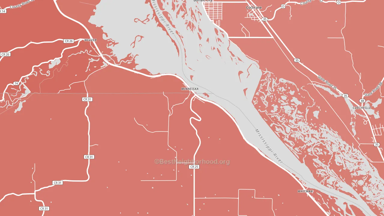 Minneiska, MN block-group political-lean map