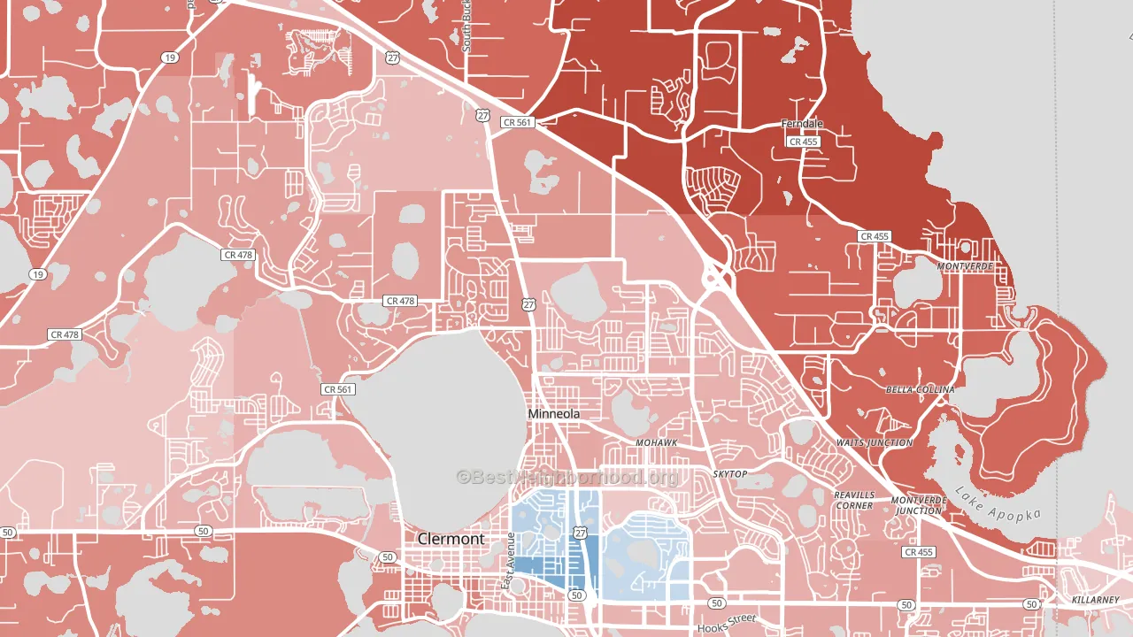 Minneola, FL block-group political-lean map