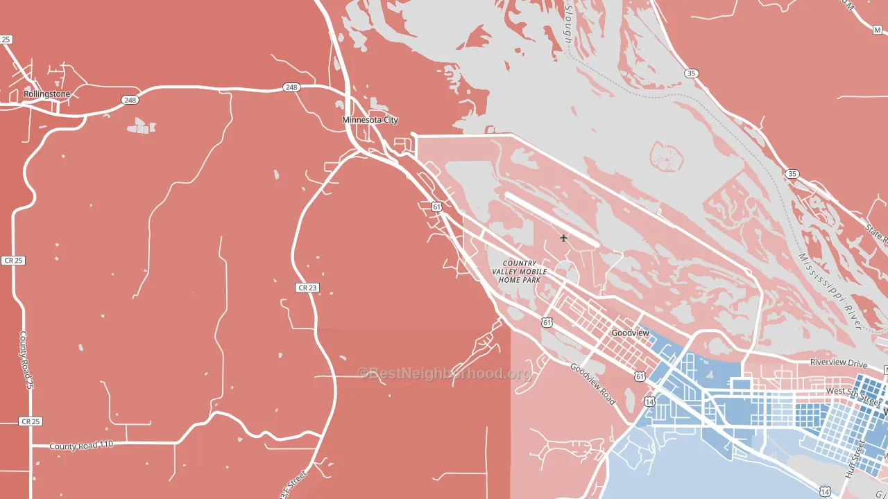 Minnesota City, MN block-group political-lean map