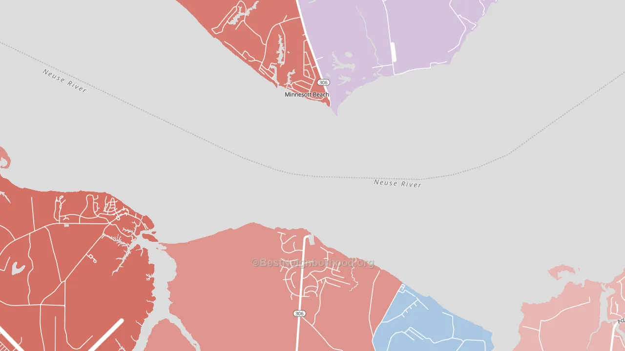 Minnesott Beach, NC block-group political-lean map