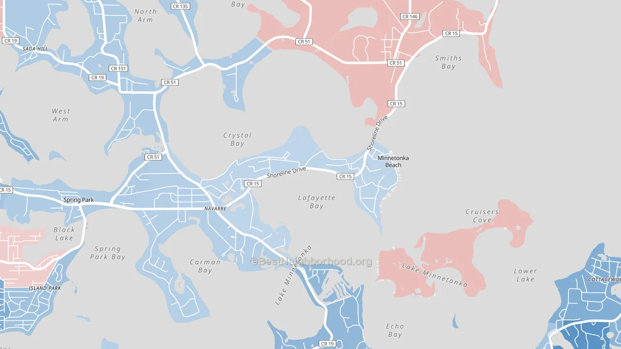 Minnetonka Beach, MN block-group political-lean map