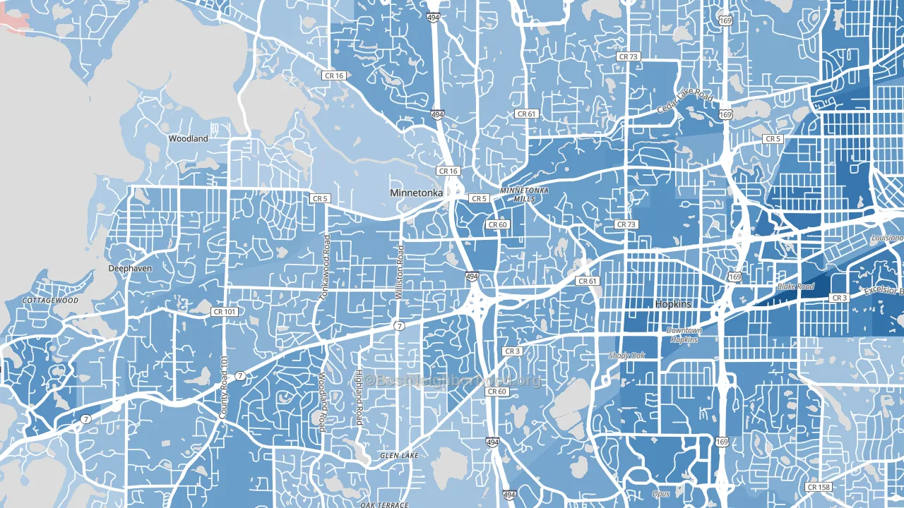 Minnetonka, MN block-group political-lean map
