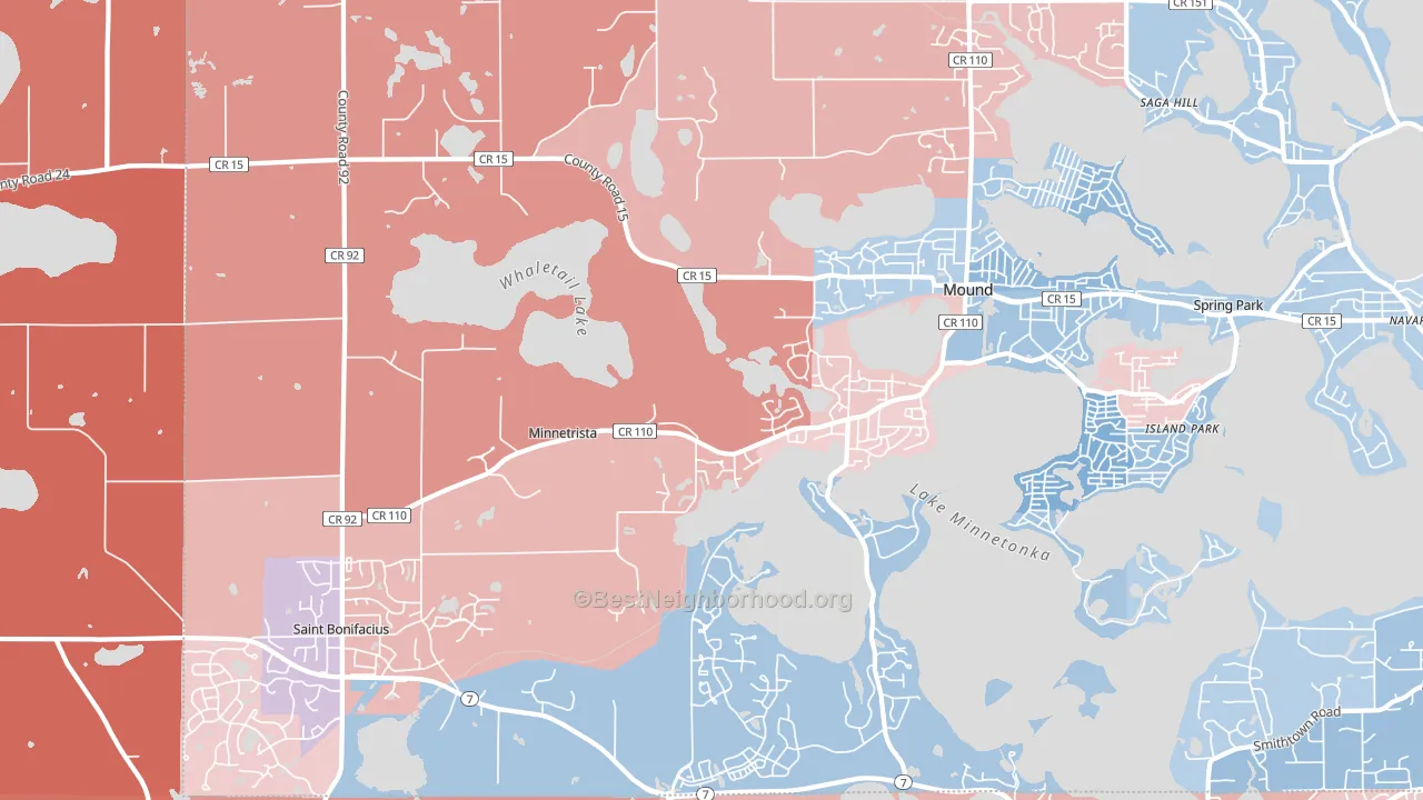 Minnetrista, MN block-group political-lean map