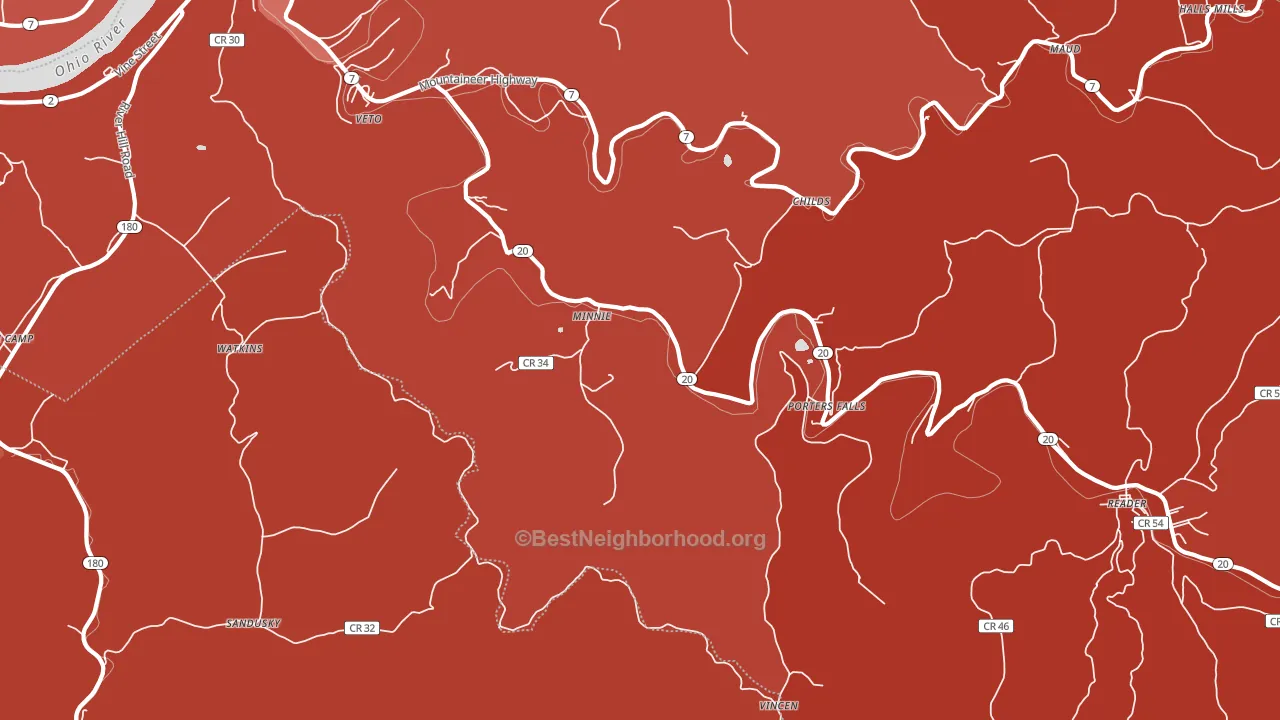 Minnie, WV block-group political-lean map