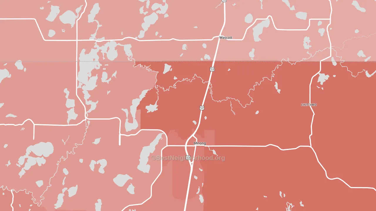 Minong, WI block-group political-lean map