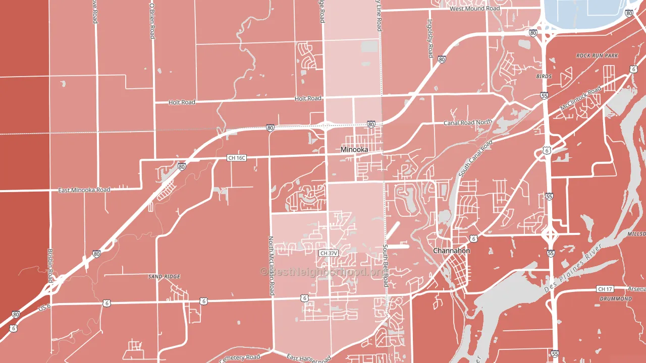 Minooka, IL block-group political-lean map
