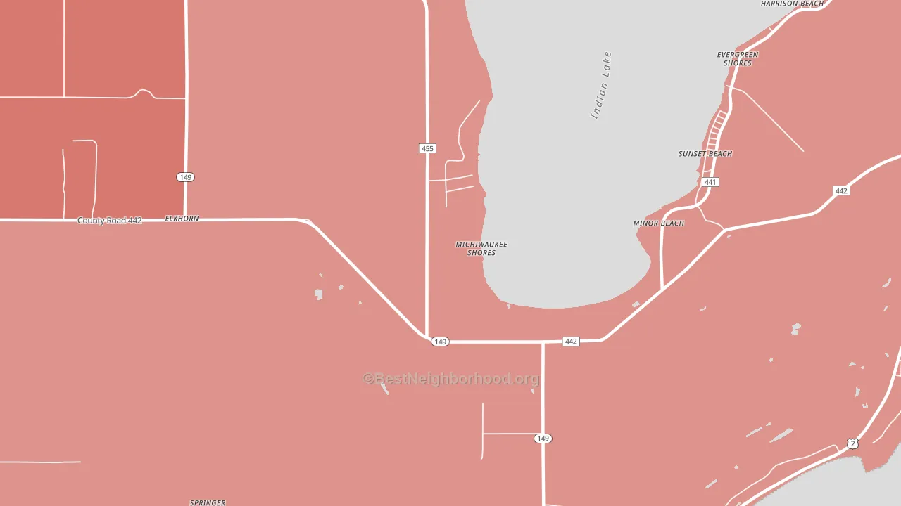 Minor Beach, MI block-group political-lean map