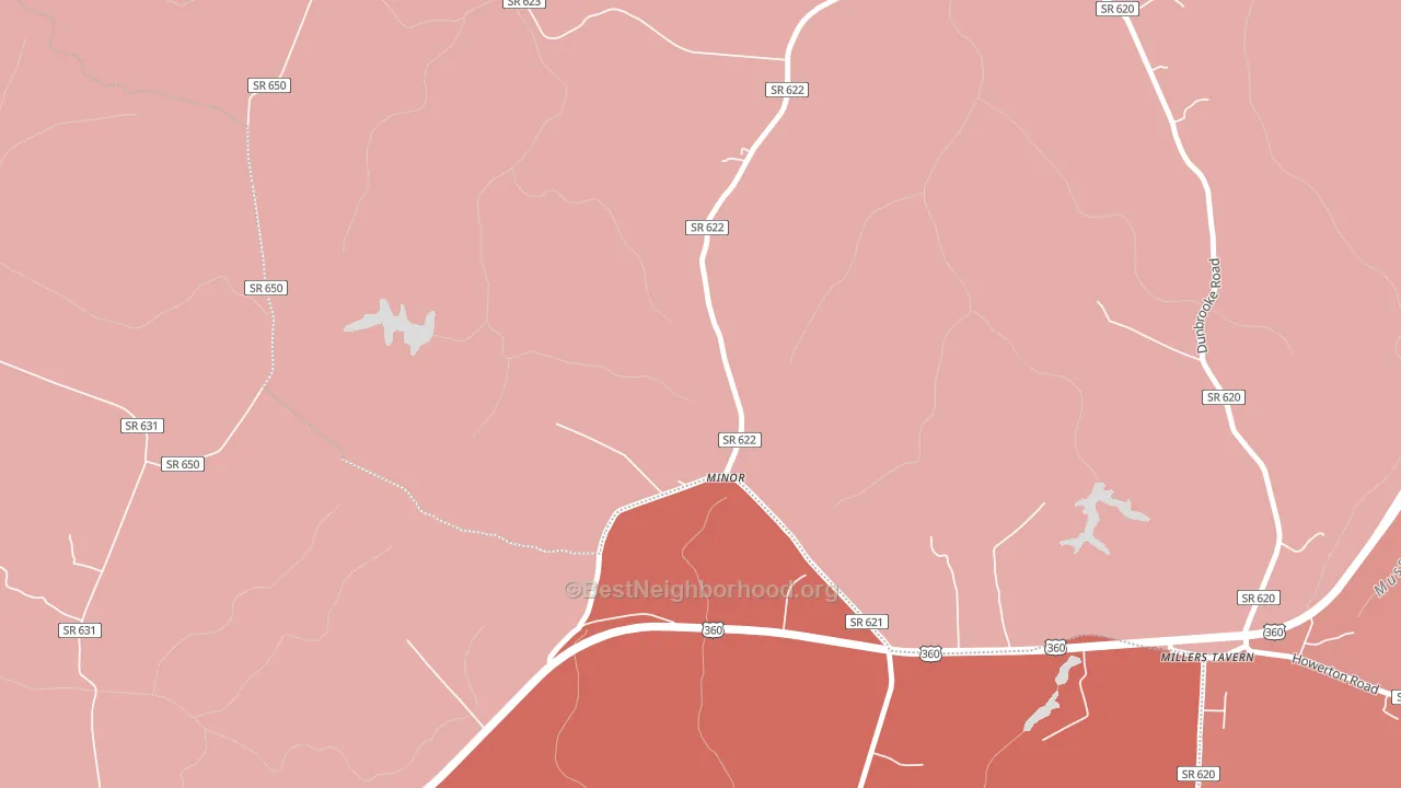 Minor, VA block-group political-lean map