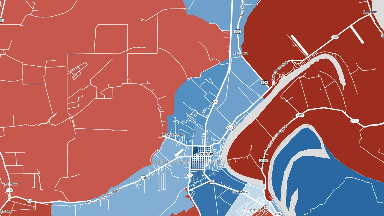 Minorca, LA block-group political-lean map