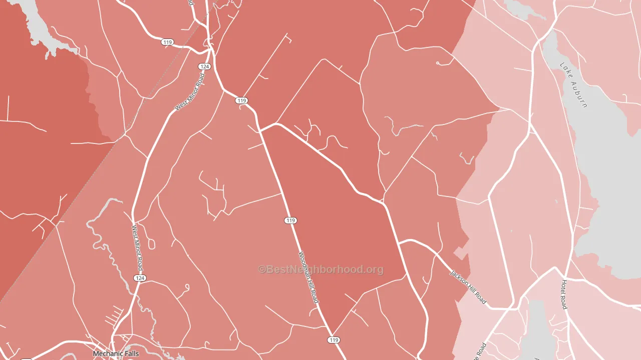 Minot, ME block-group political-lean map