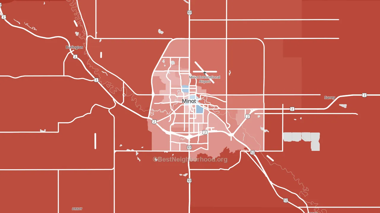 Minot, ND block-group political-lean map