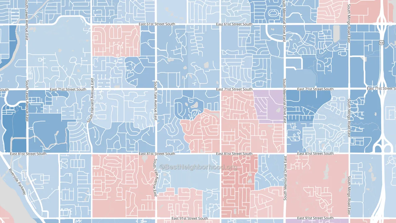 Minshall Park, Tulsa, OK block-group political-lean map