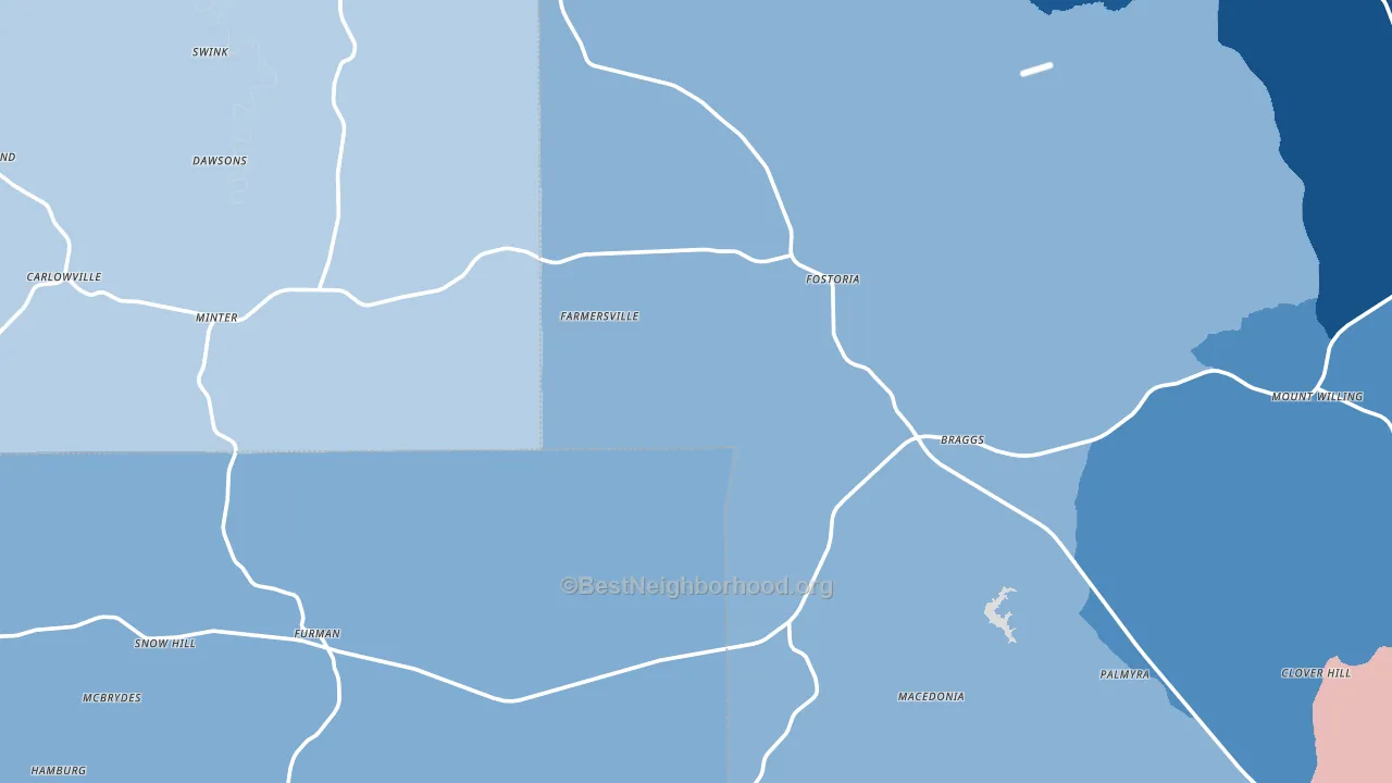 Minter, AL block-group political-lean map