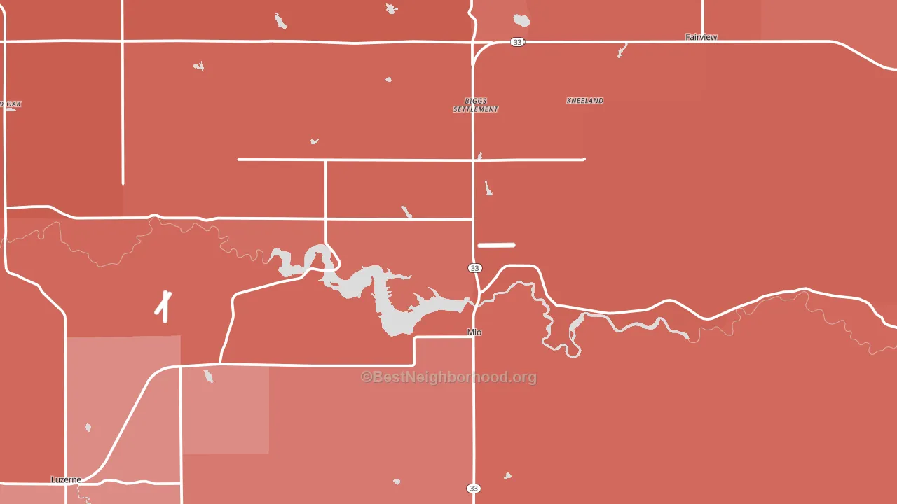 Mio, MI block-group political-lean map