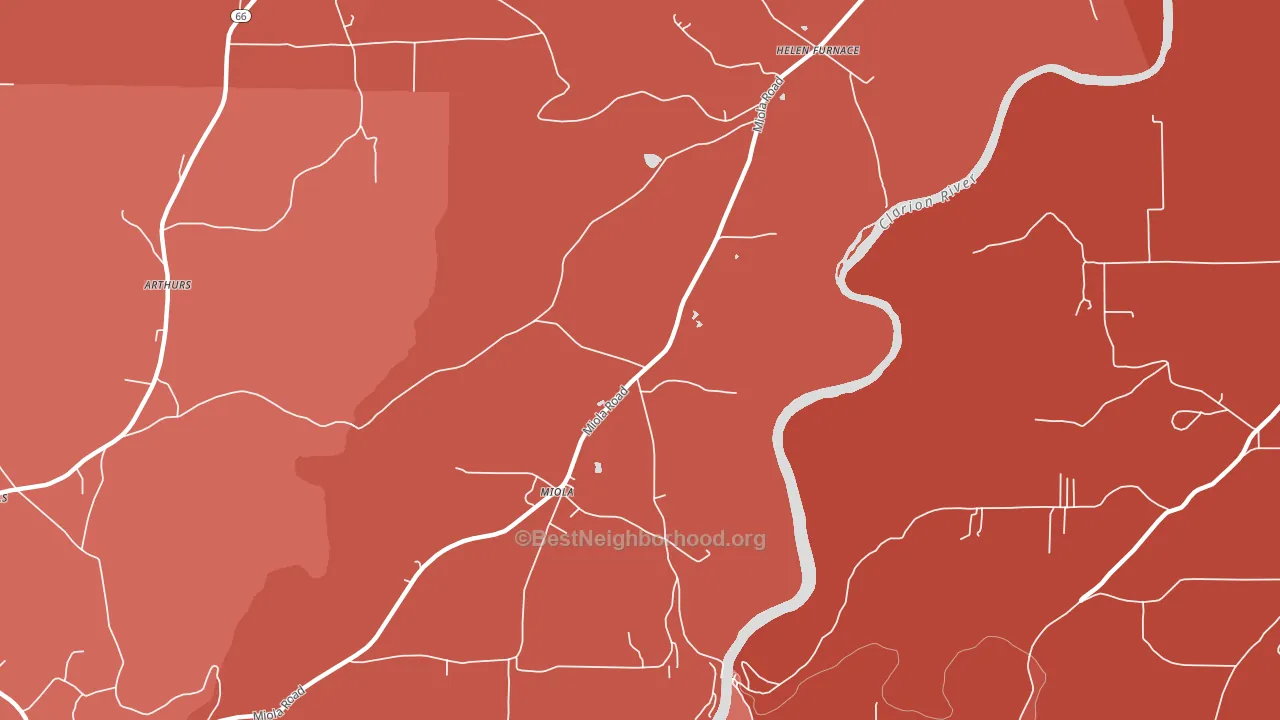 Miola, PA block-group political-lean map