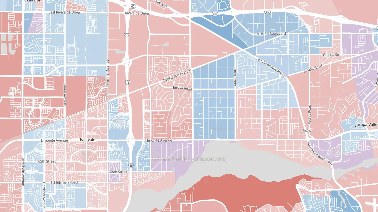 Mira Loma, CA block-group political-lean map