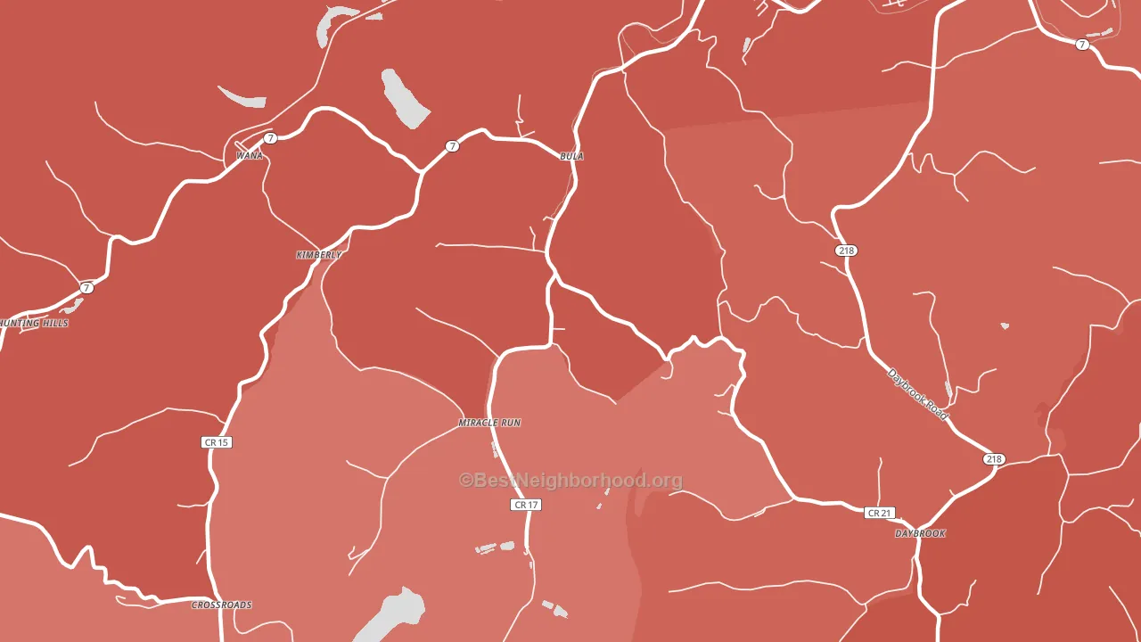 Miracle Run, WV block-group political-lean map
