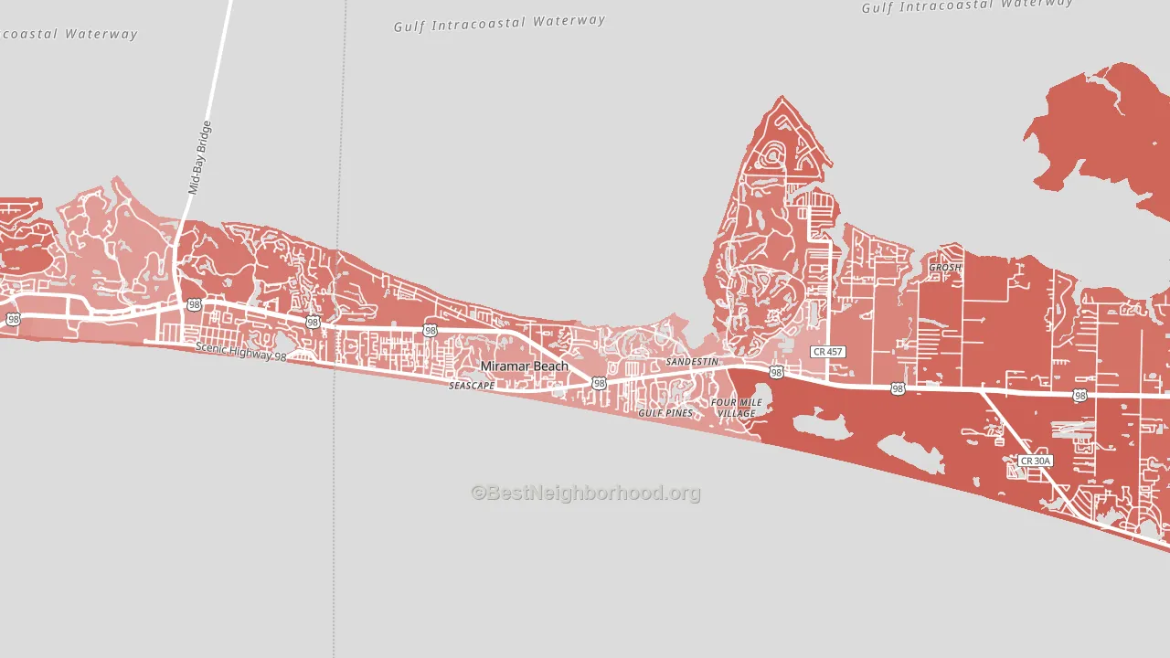 Miramar Beach, FL block-group political-lean map