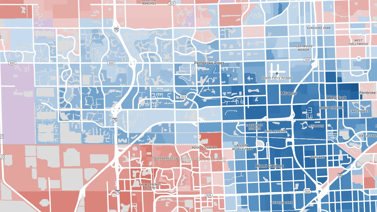 Miramar, FL block-group political-lean map