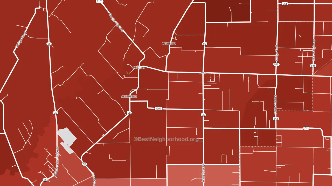 Mire, LA block-group political-lean map