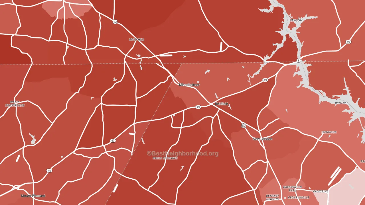 Misenheimer, NC block-group political-lean map