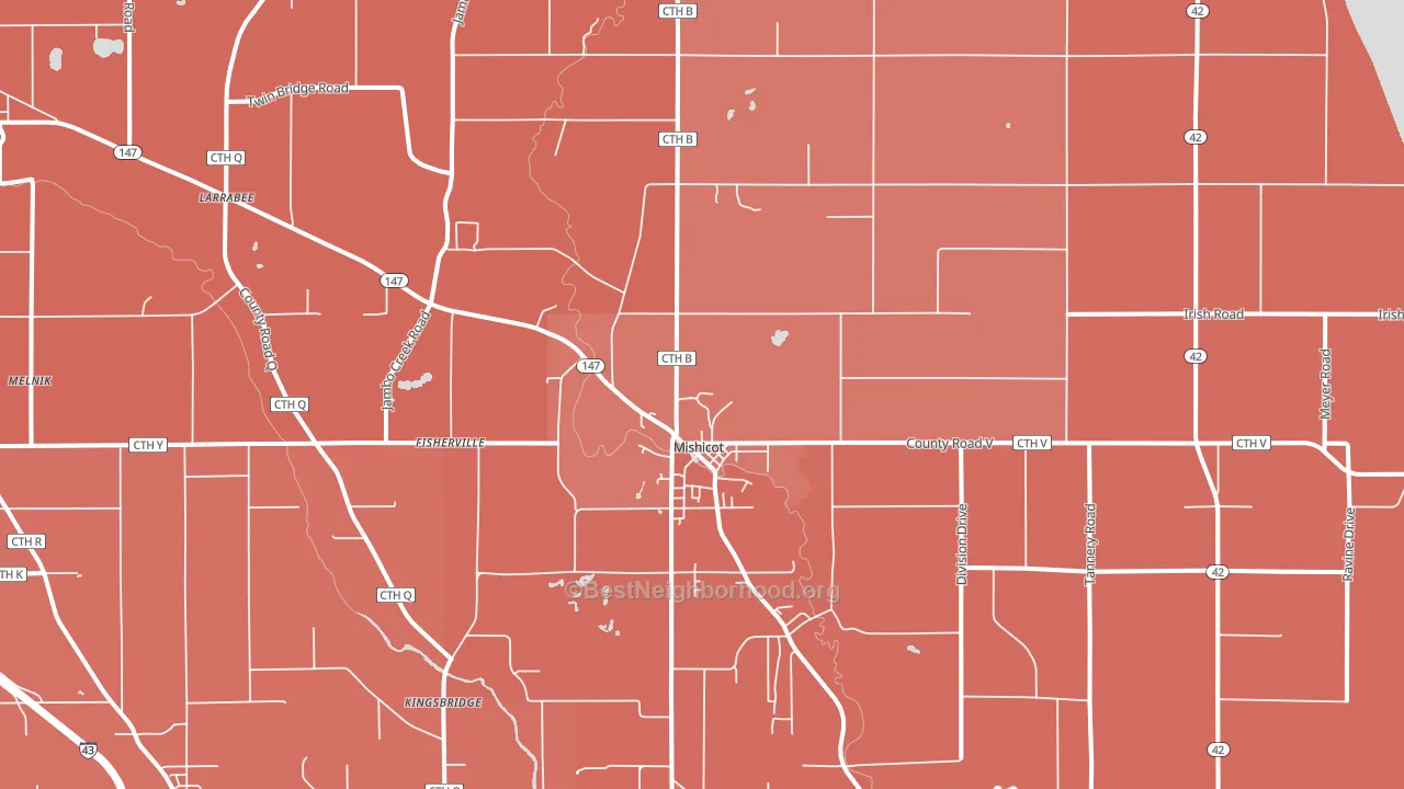 Mishicot, WI block-group political-lean map