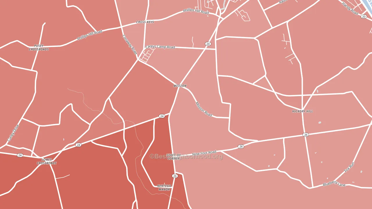 Mission, DE block-group political-lean map