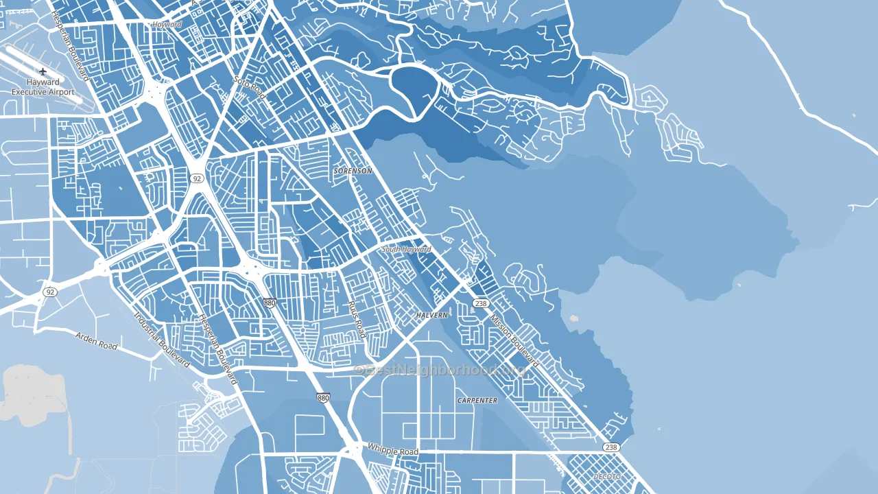 Mission-Garin, Hayward, CA block-group political-lean map
