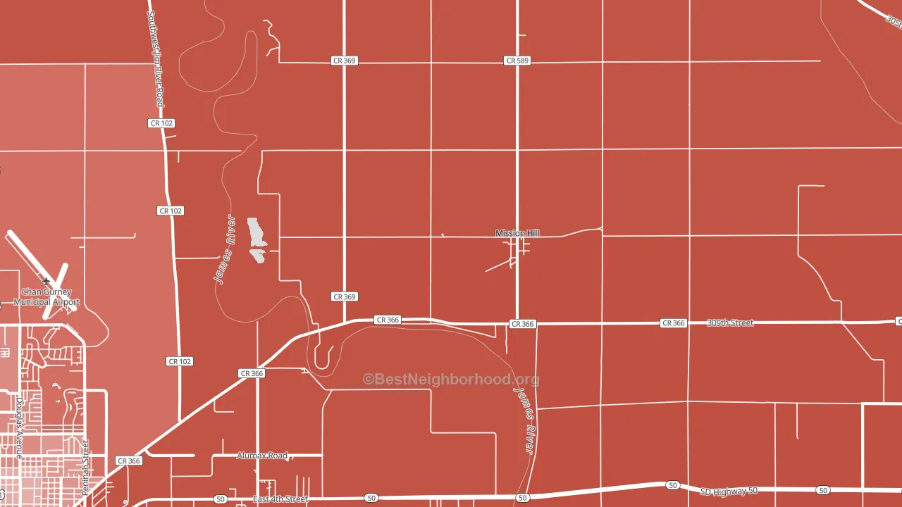 Mission Hill, SD block-group political-lean map