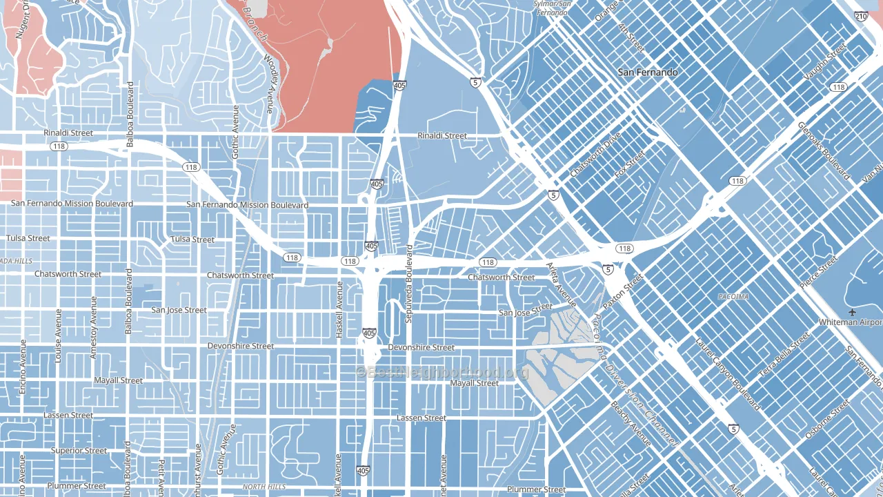 Mission Hills, CA block-group political-lean map