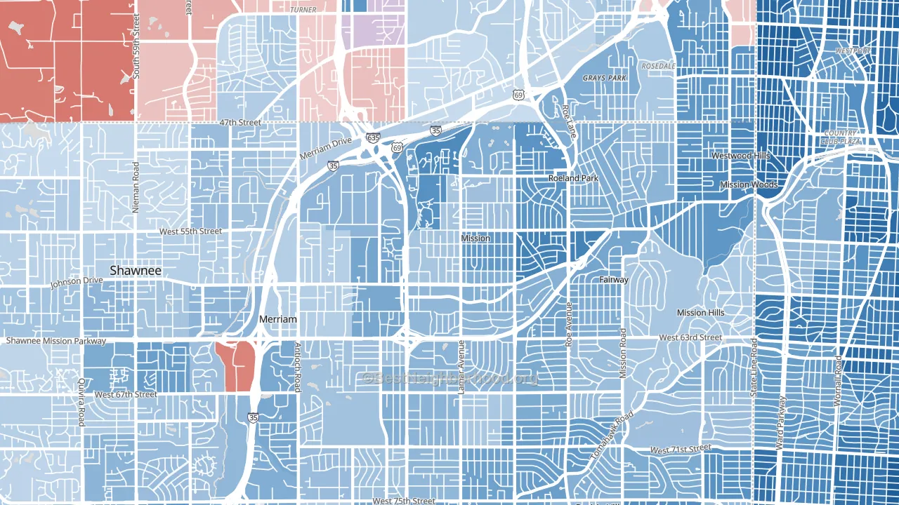 Mission, KS block-group political-lean map