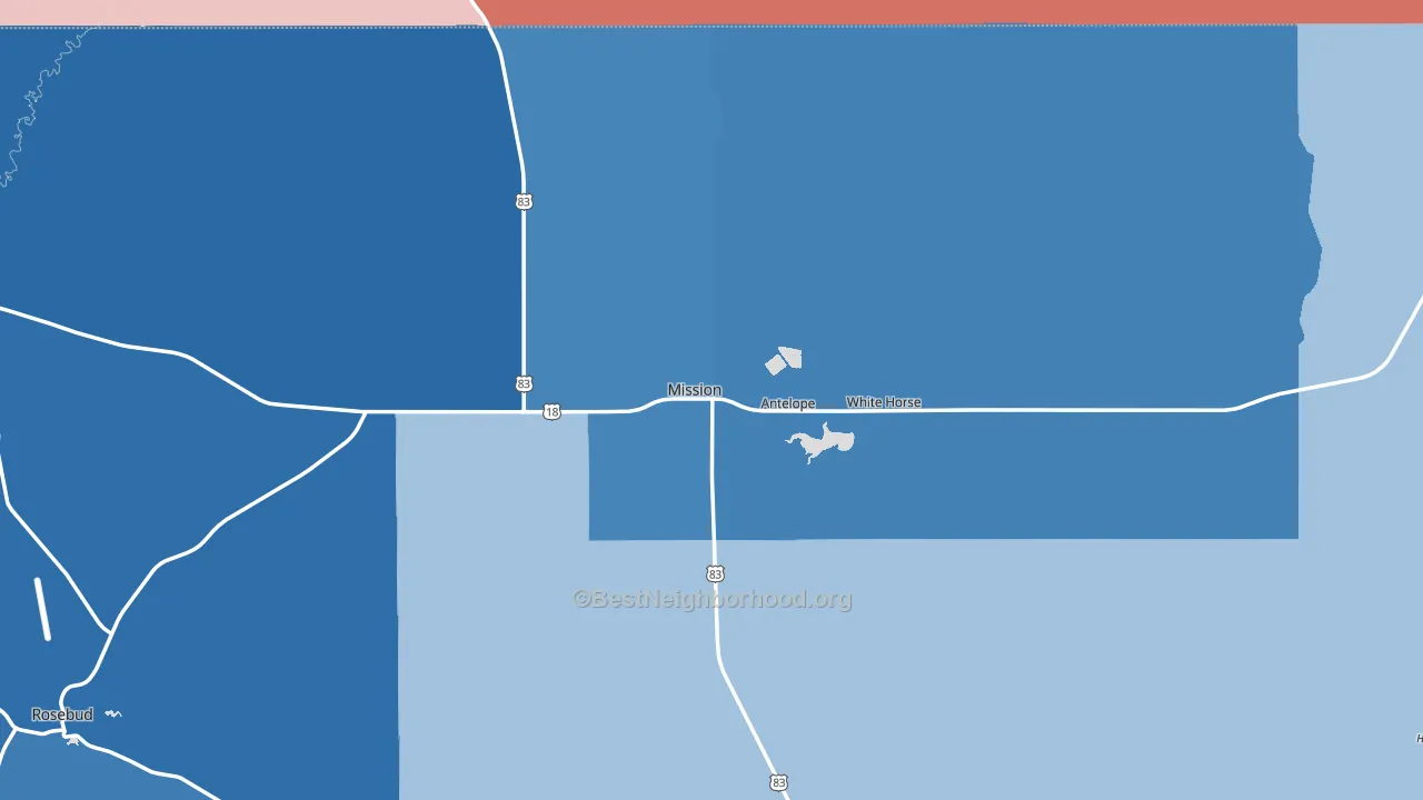 Mission, SD block-group political-lean map