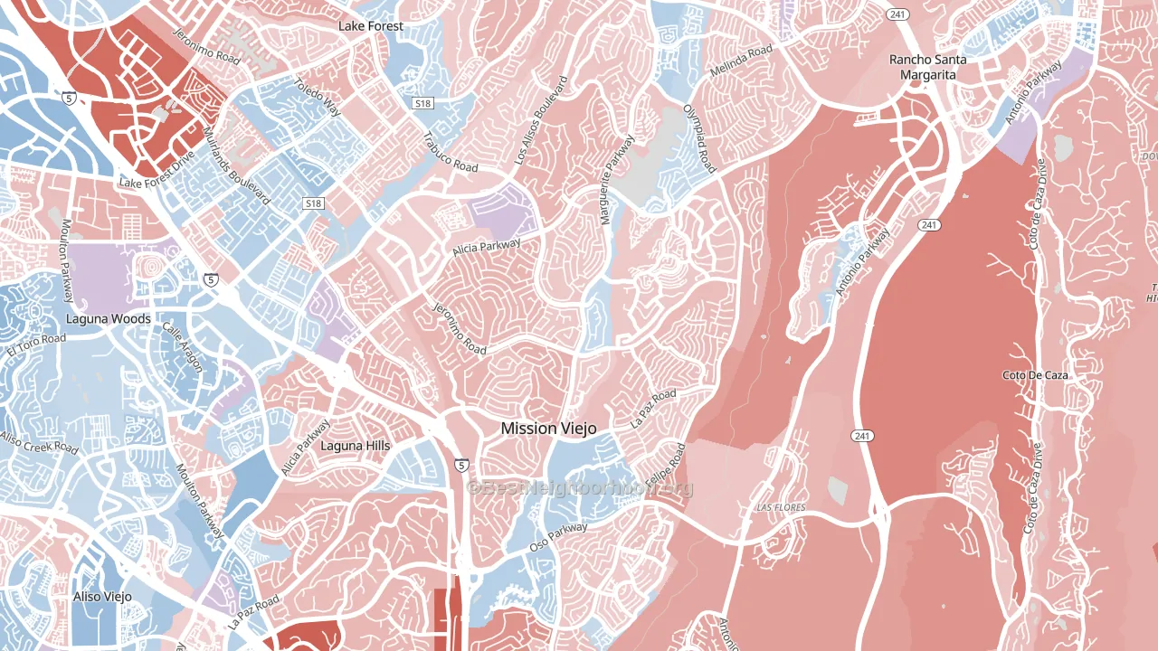 Mission Viejo, CA block-group political-lean map