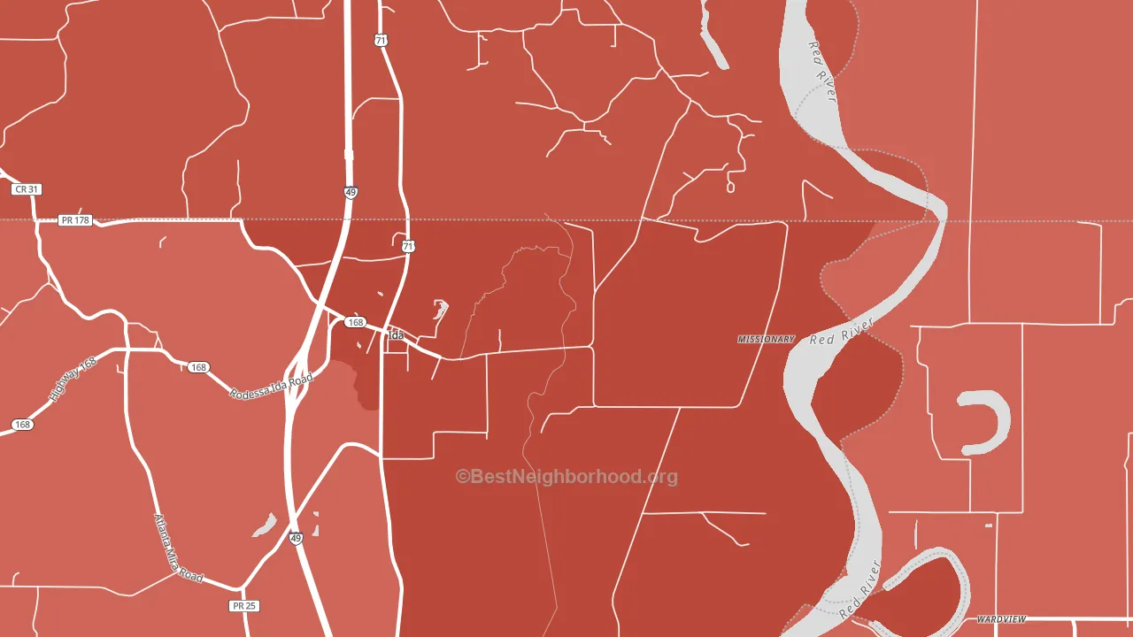 Missionary, LA block-group political-lean map