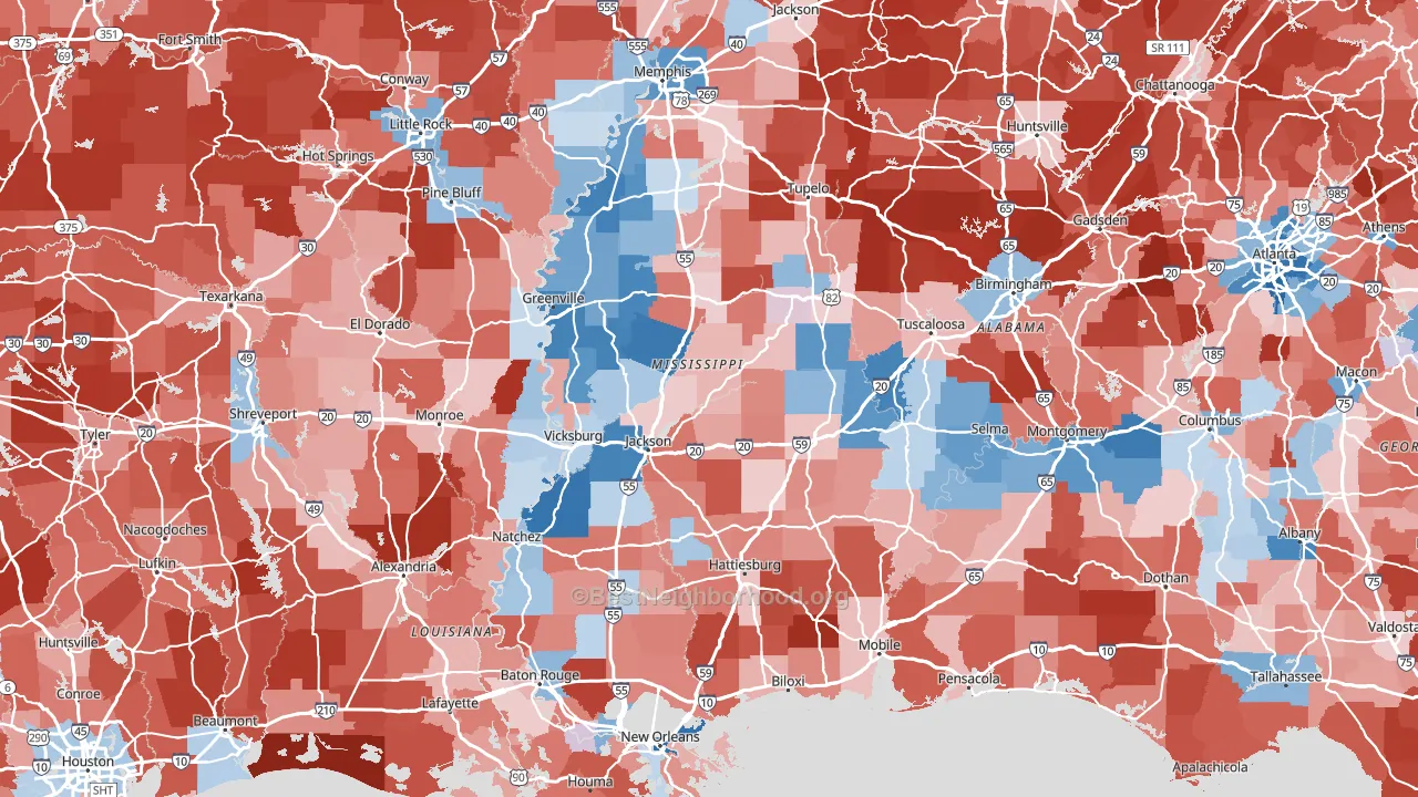 Mississippi block-group political-lean map