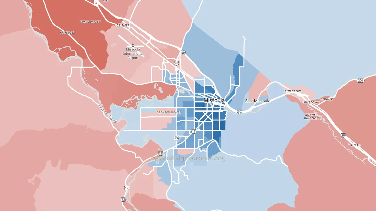 Missoula, MT block-group political-lean map