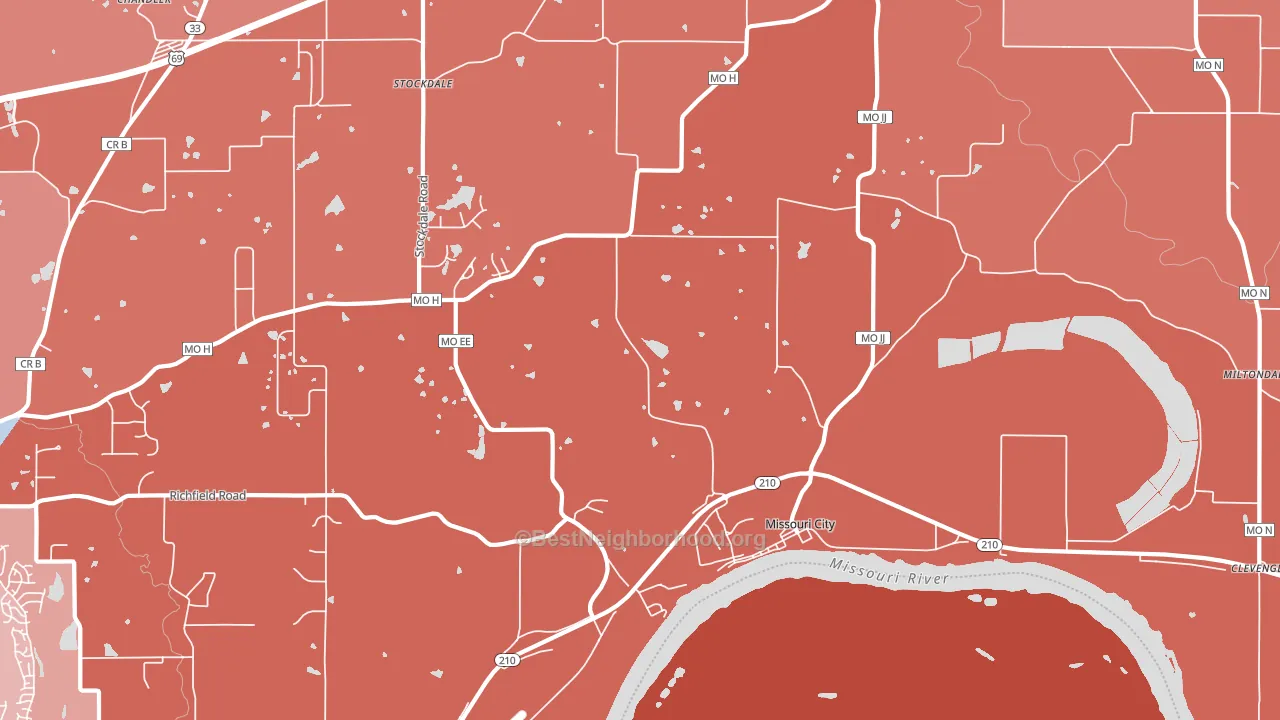 Missouri City, MO block-group political-lean map