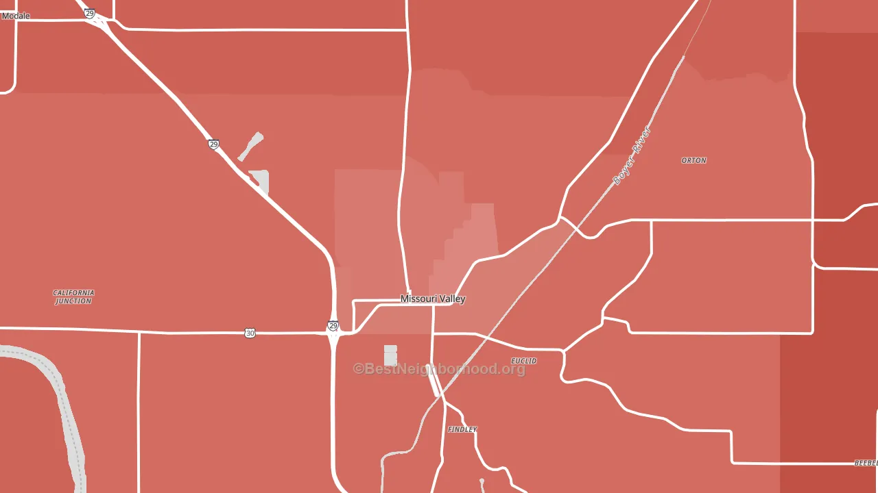 Missouri Valley, IA block-group political-lean map