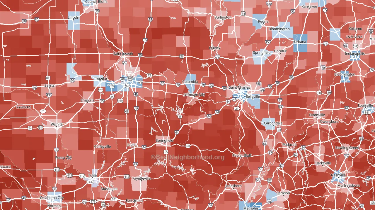 Missouri block-group political-lean map