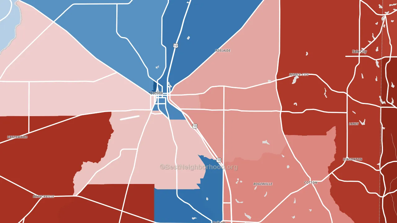 Mitchell County, GA block-group political-lean map