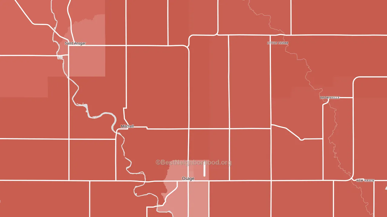 Mitchell County, IA block-group political-lean map