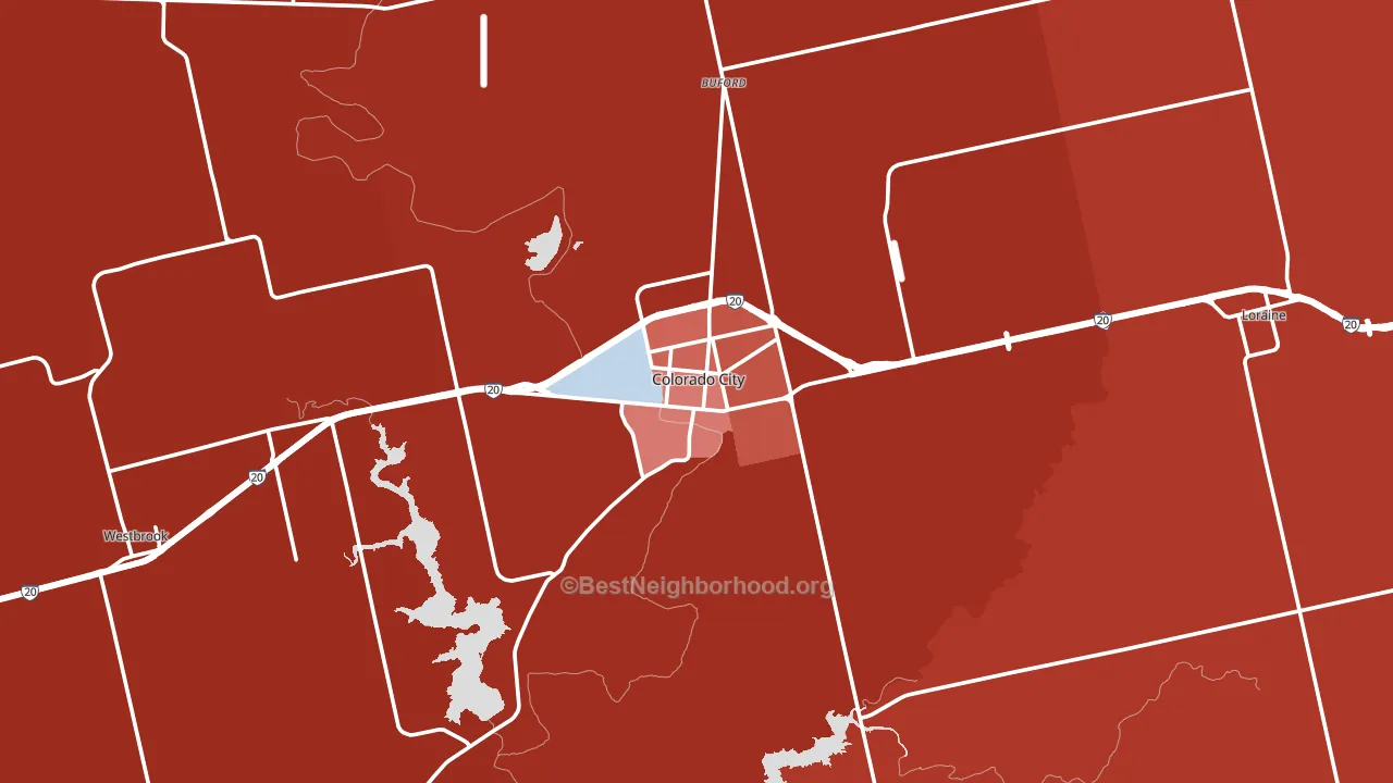 Mitchell County, TX block-group political-lean map