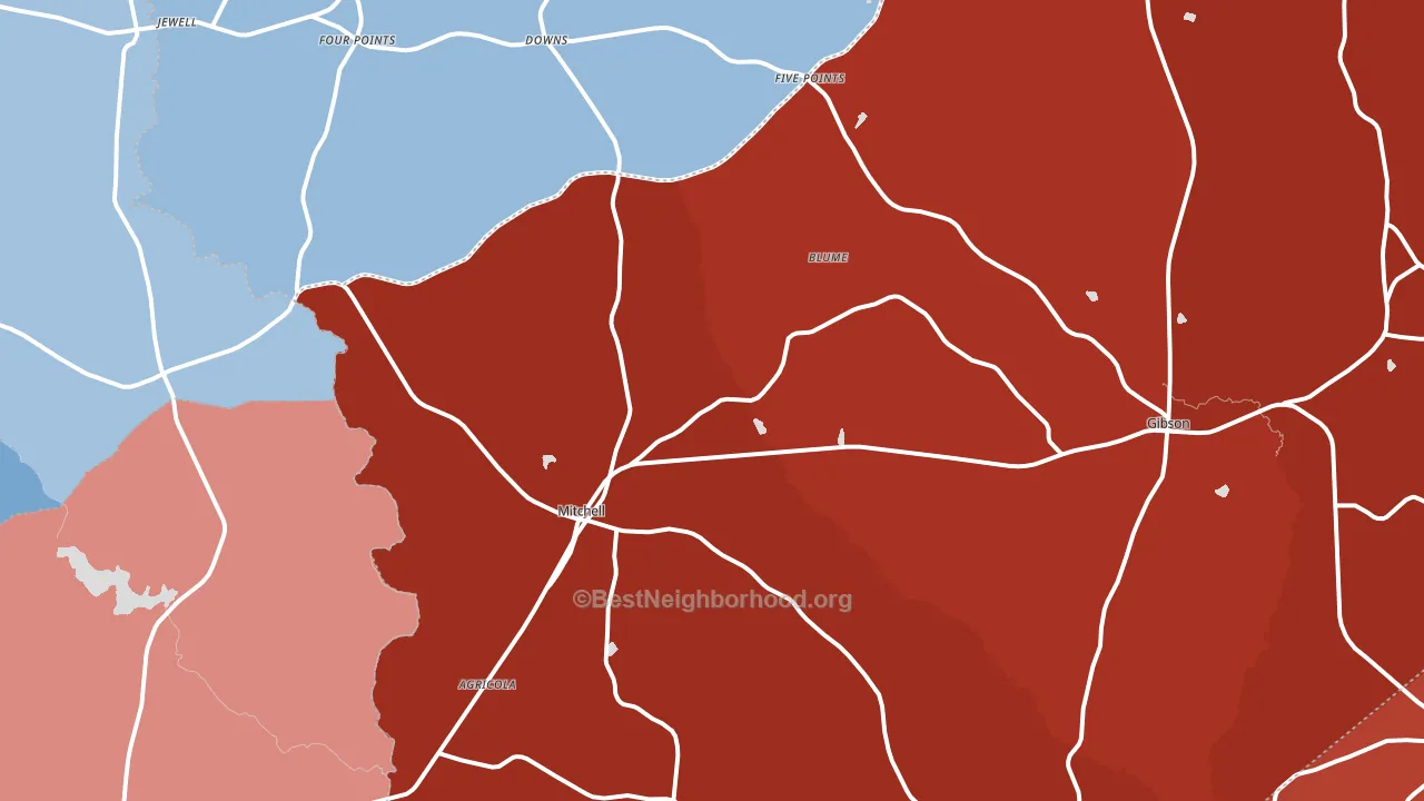 Mitchell, GA block-group political-lean map