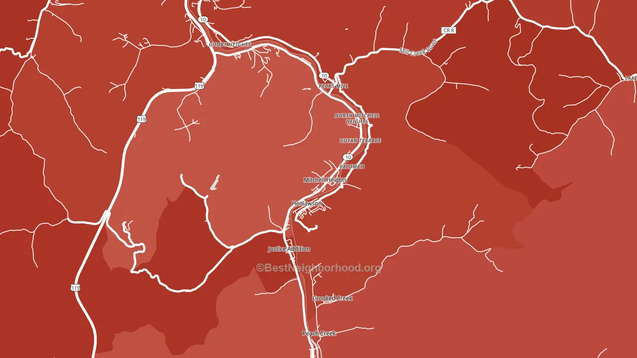 Mitchell Heights, WV block-group political-lean map