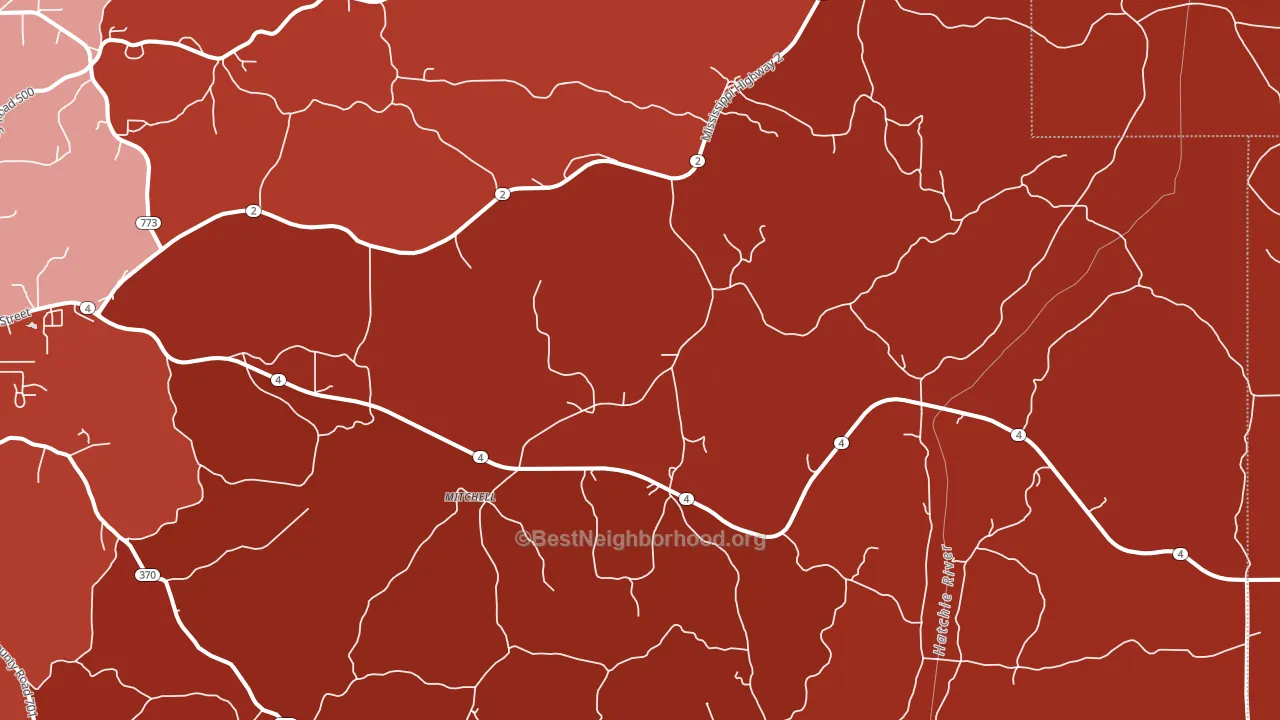 Mitchell, MS block-group political-lean map