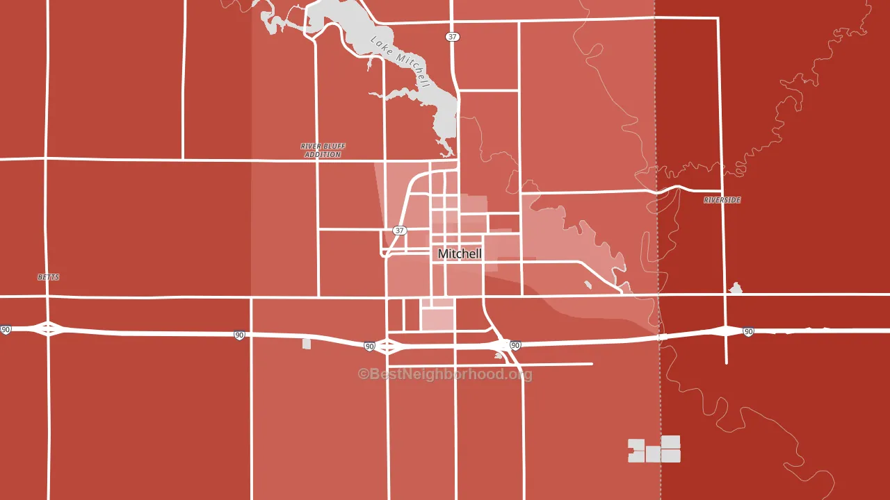 Mitchell, SD block-group political-lean map