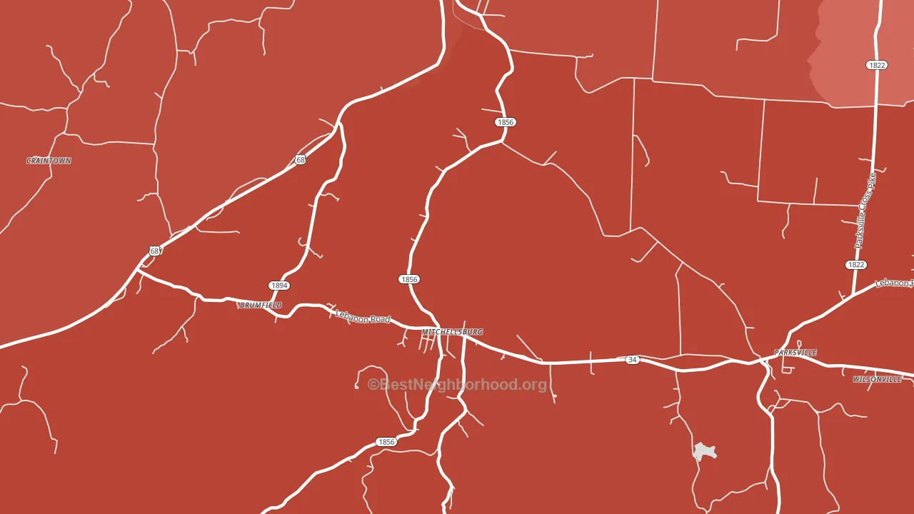 Mitchellsburg, KY block-group political-lean map