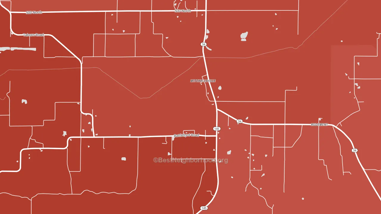 Mitchellsville, IL block-group political-lean map