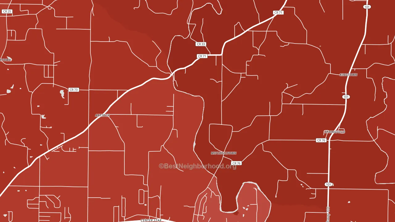 Mitchelltown, AL block-group political-lean map