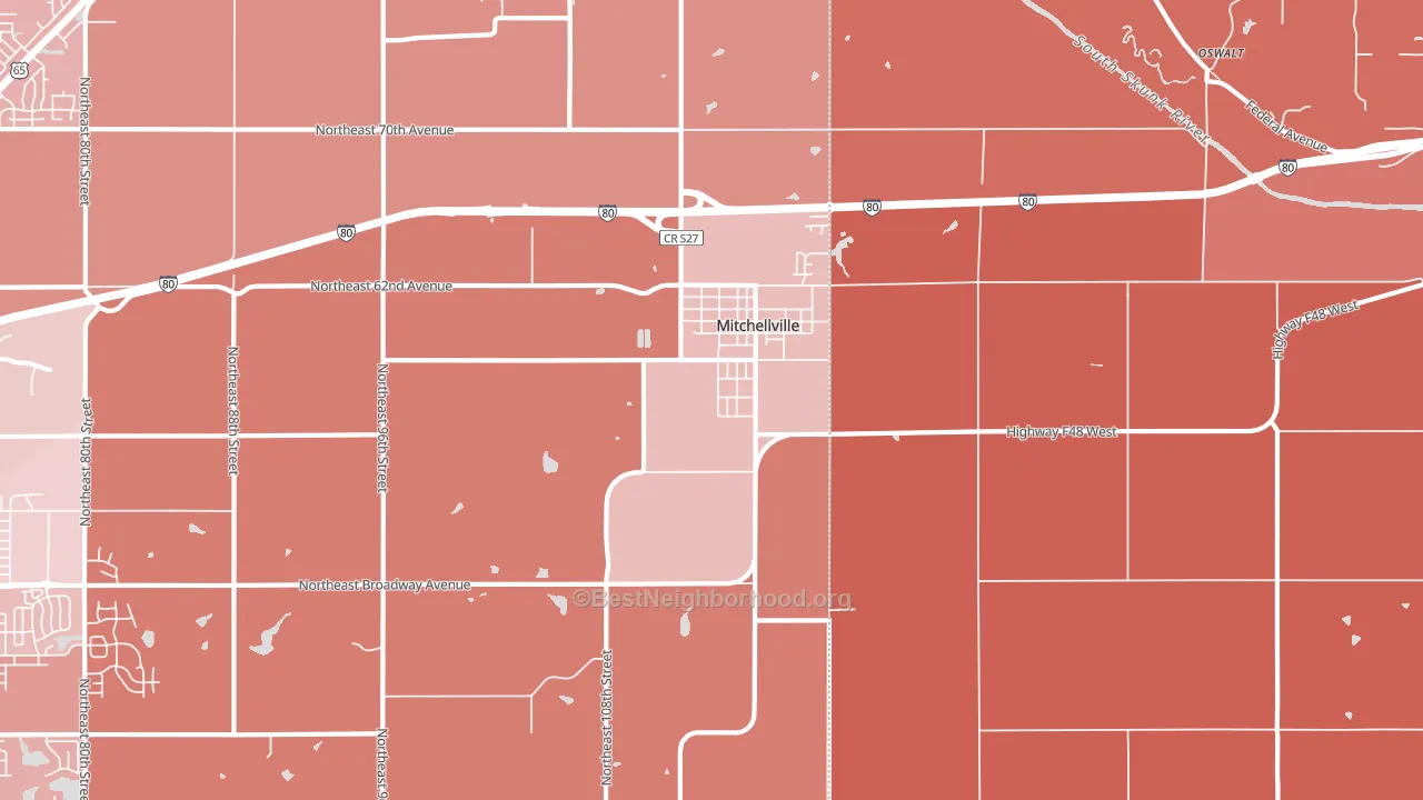 Mitchellville, IA block-group political-lean map